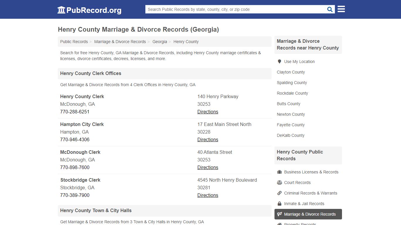 Henry County Marriage & Divorce Records (Georgia)